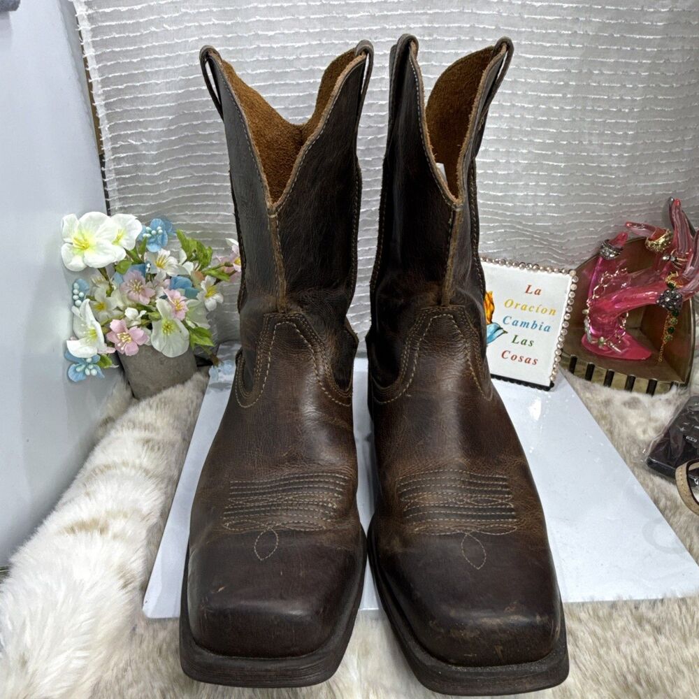 (P5) Ariat Rambler Leather Square Toe Western Cowboy Boots 10015307 MEN 13D - Picture 2 of 16